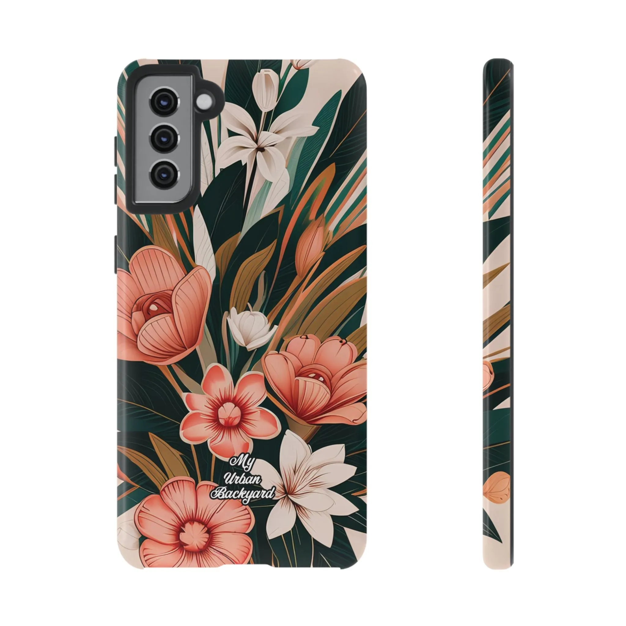 Peach Art Deco Flowers, Cell Phone Case - Apple, Samsung or Google Pixel