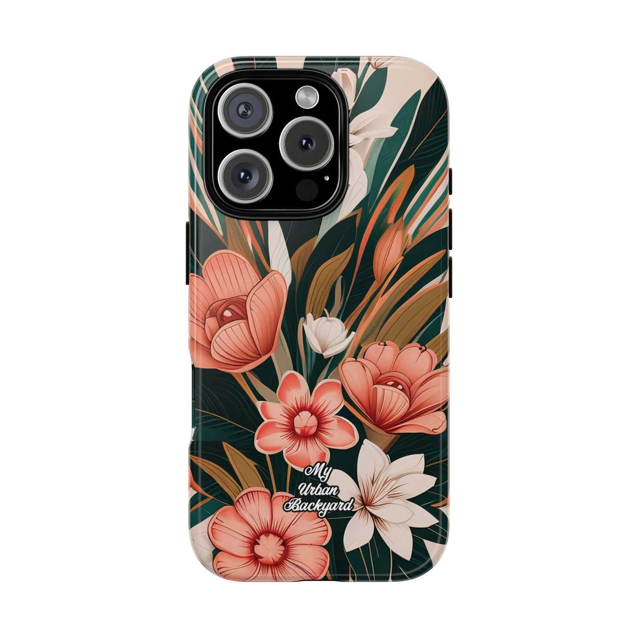 Peach Art Deco Flowers, Cell Phone Case - Apple, Samsung or Google Pixel