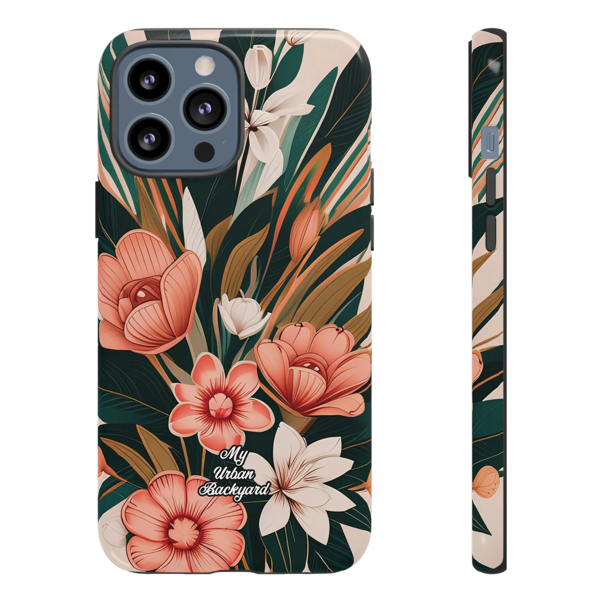 Peach Art Deco Flowers, Cell Phone Case - Apple, Samsung or Google Pixel