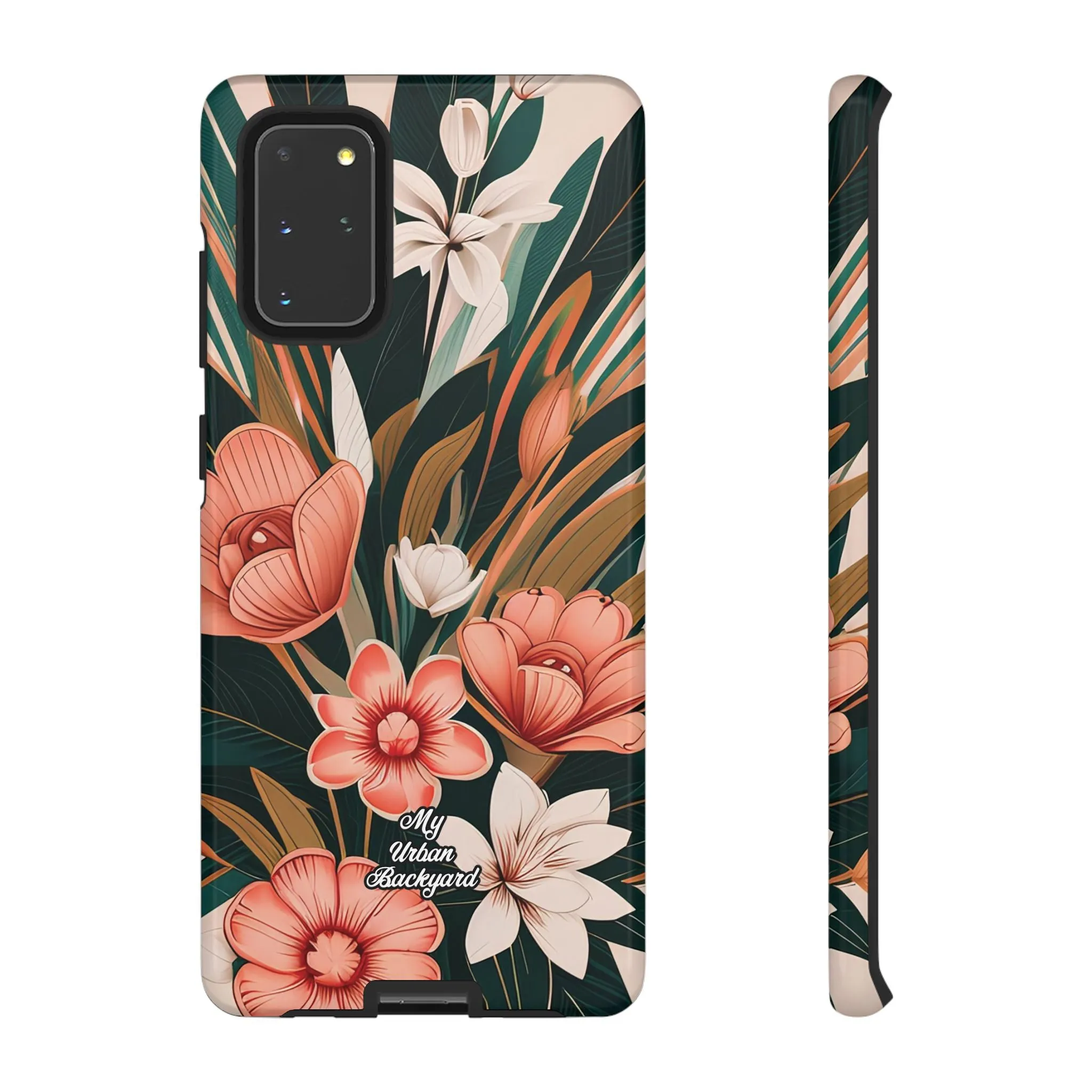 Peach Art Deco Flowers, Cell Phone Case - Apple, Samsung or Google Pixel