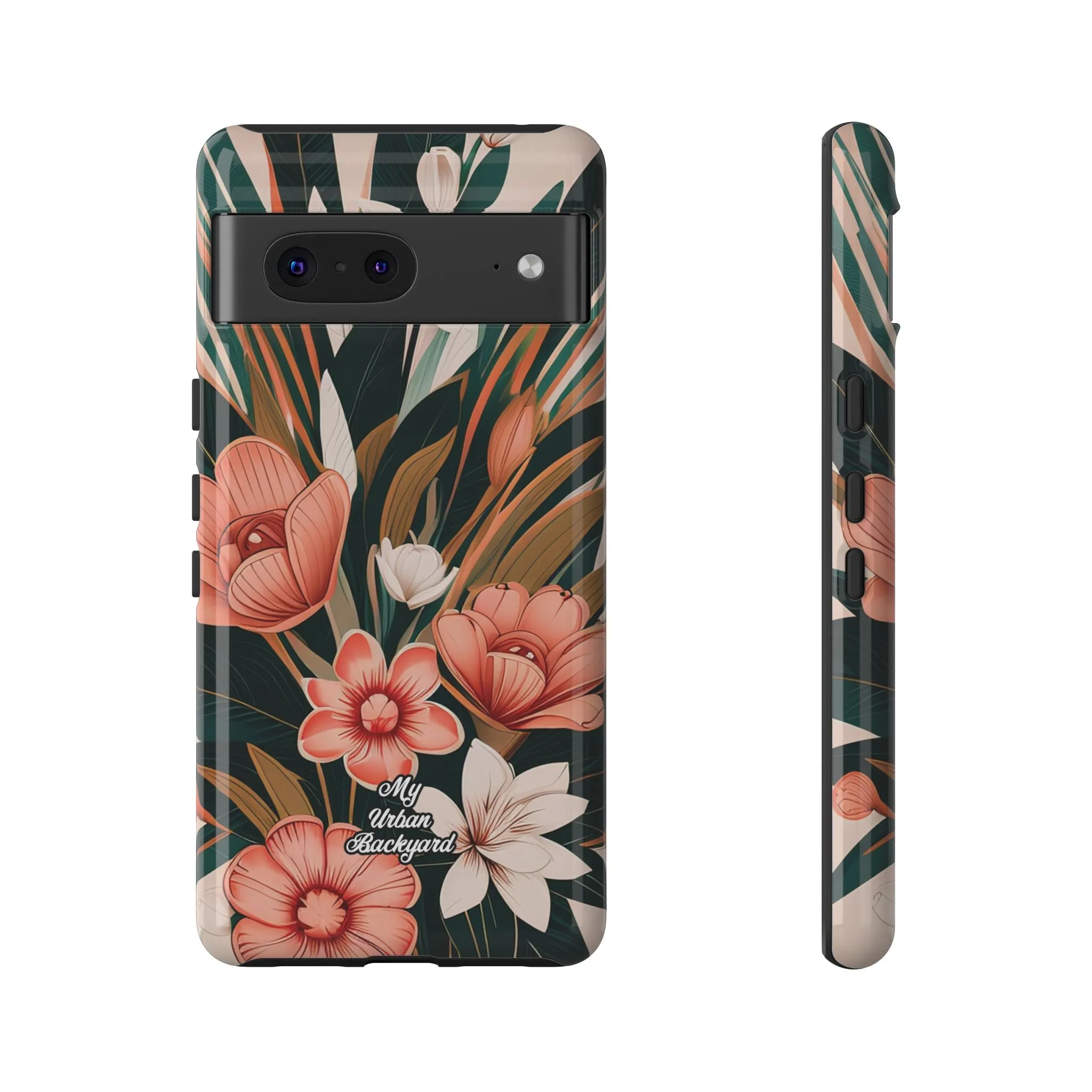 Peach Art Deco Flowers, Cell Phone Case - Apple, Samsung or Google Pixel