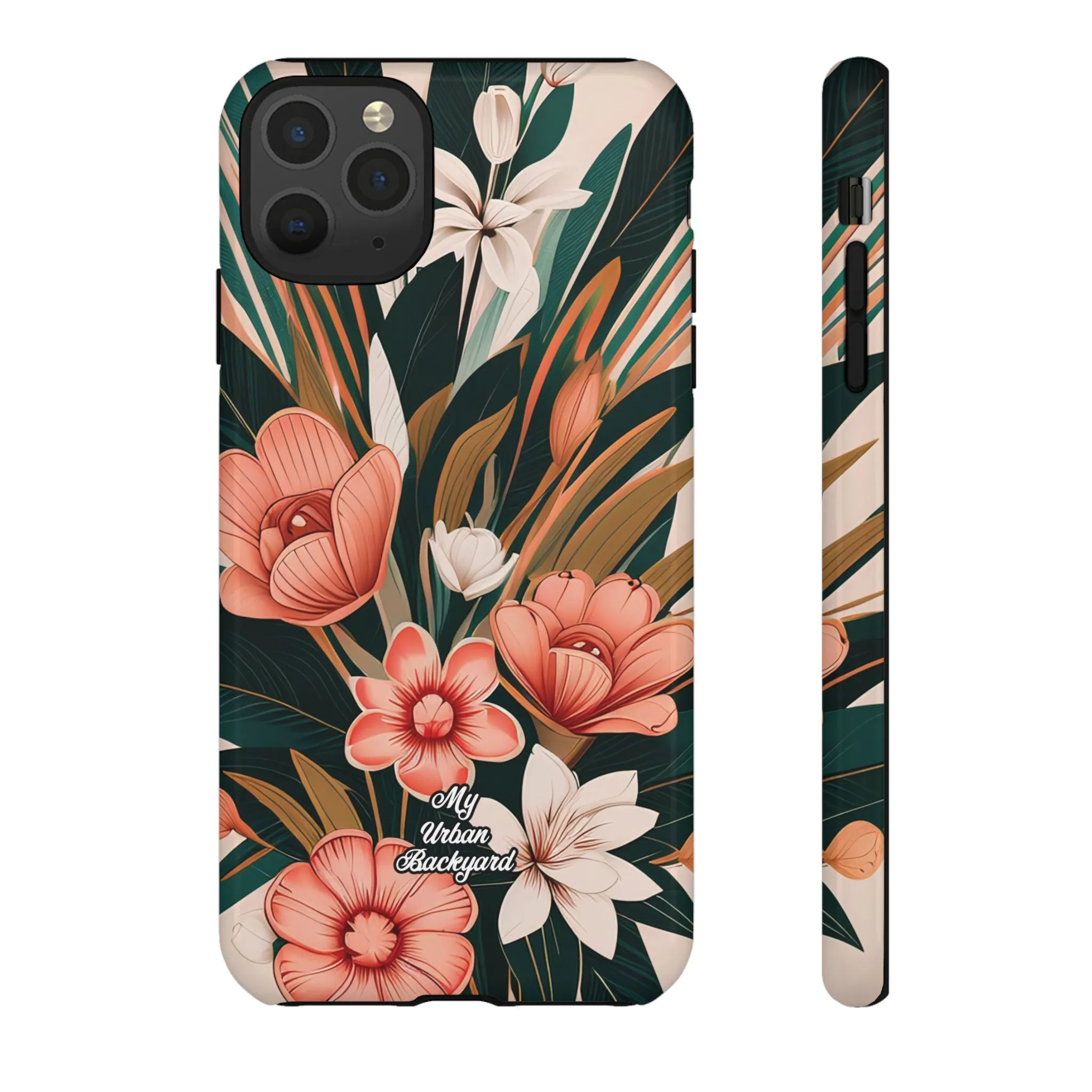 Peach Art Deco Flowers, Cell Phone Case - Apple, Samsung or Google Pixel