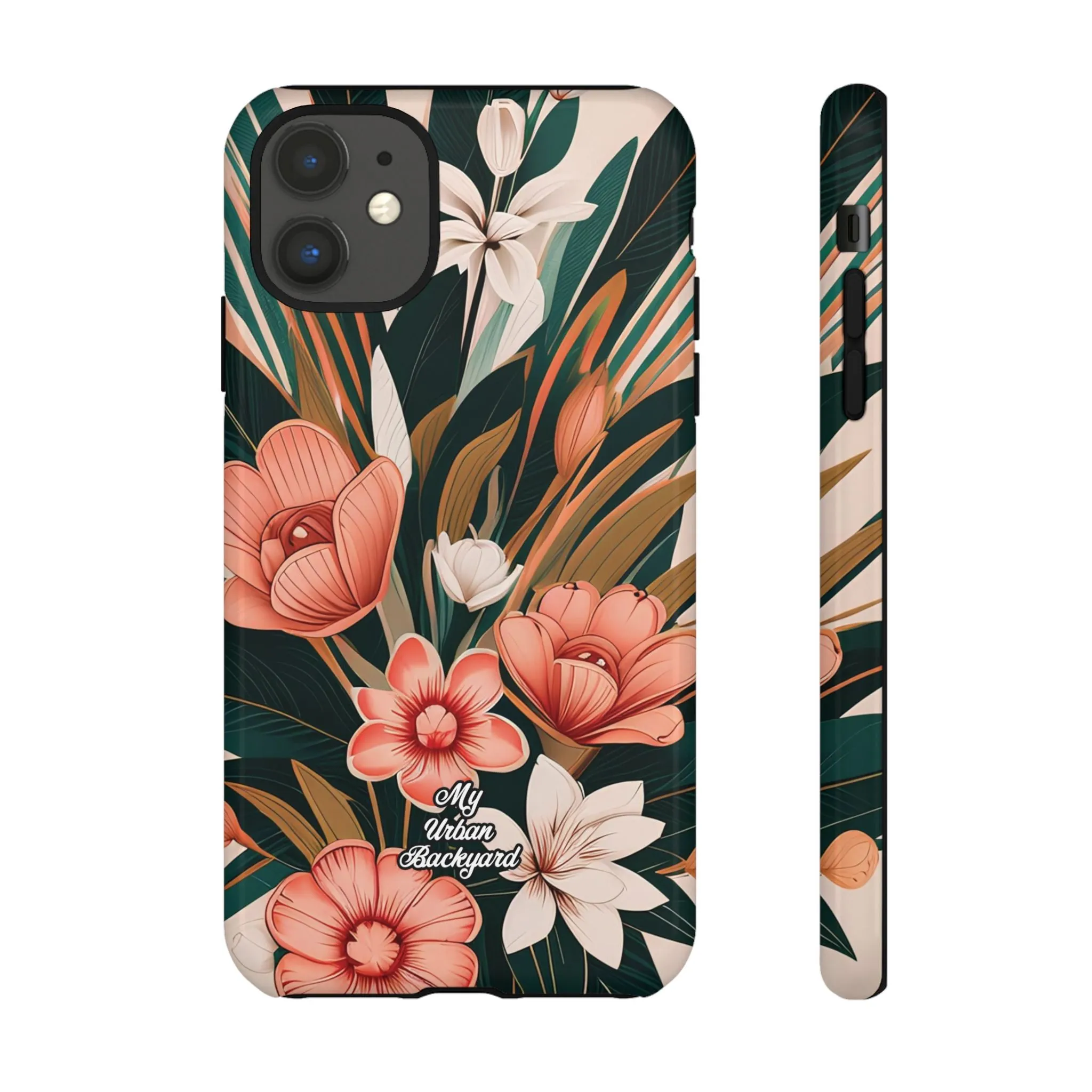 Peach Art Deco Flowers, Cell Phone Case - Apple, Samsung or Google Pixel