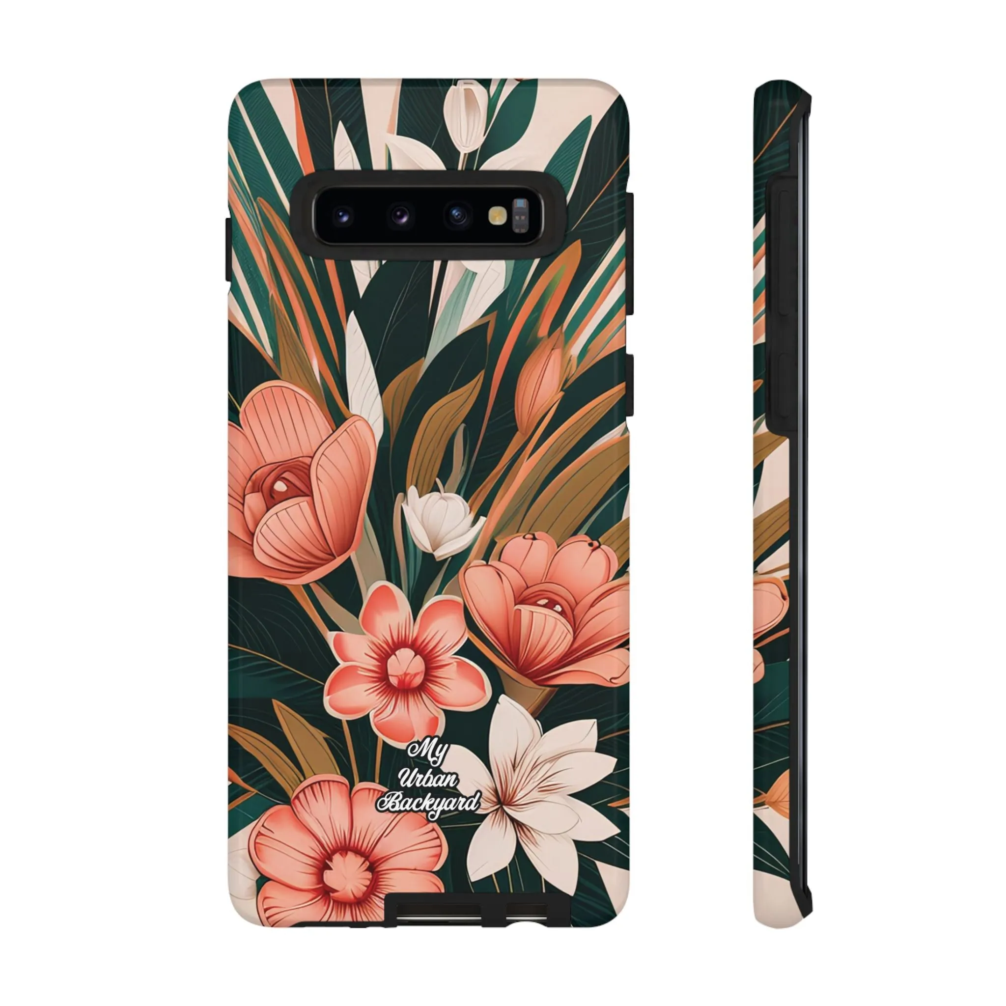 Peach Art Deco Flowers, Cell Phone Case - Apple, Samsung or Google Pixel