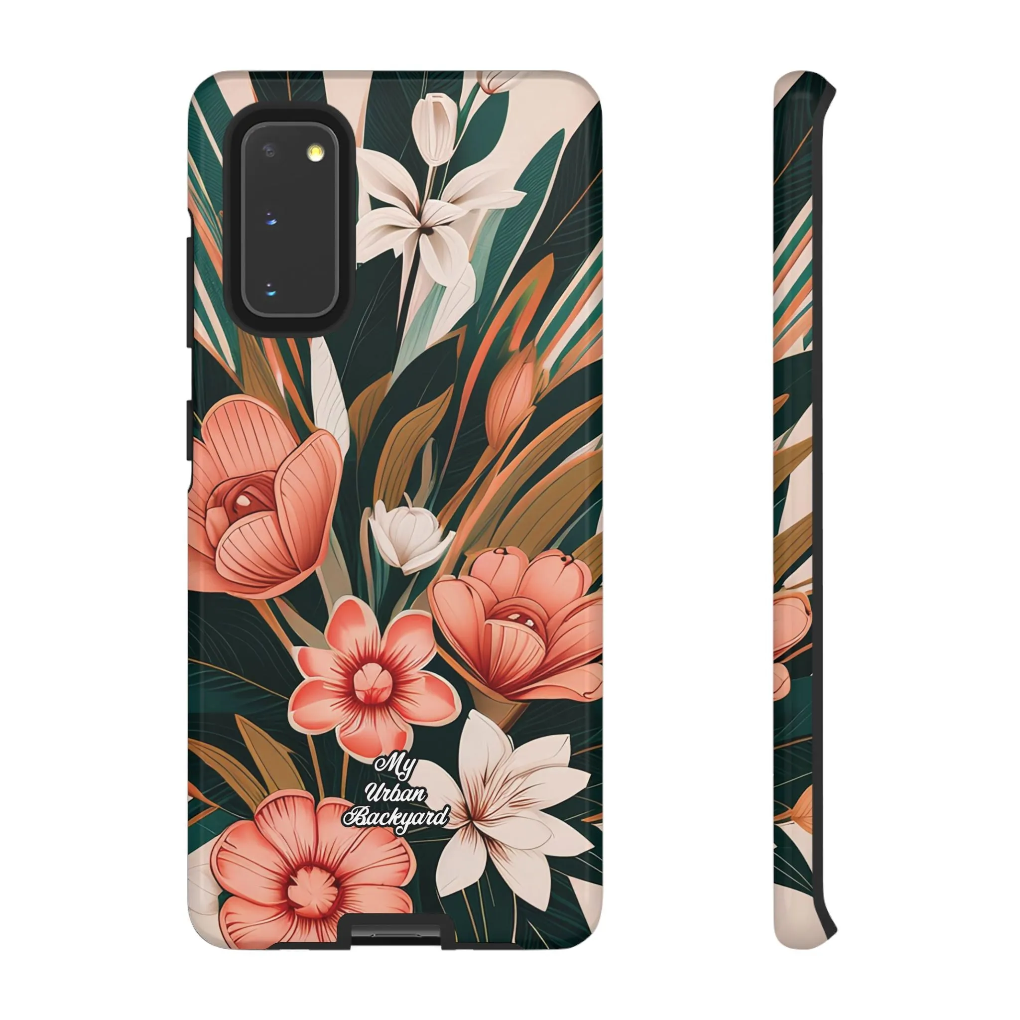 Peach Art Deco Flowers, Cell Phone Case - Apple, Samsung or Google Pixel