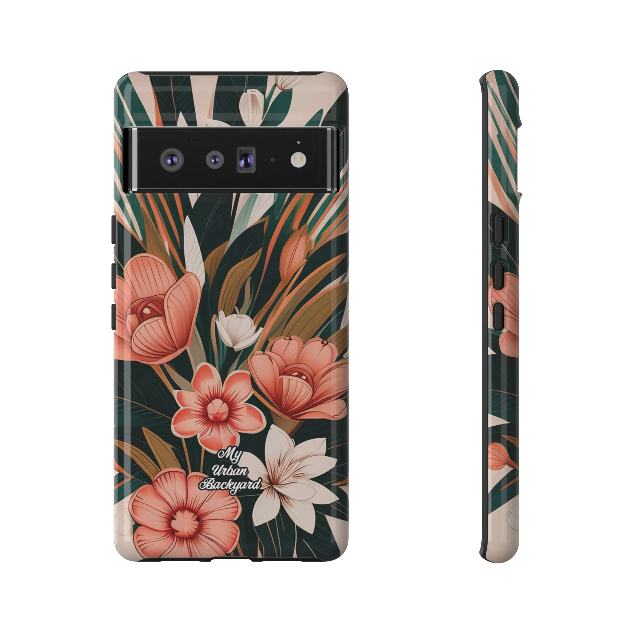 Peach Art Deco Flowers, Cell Phone Case - Apple, Samsung or Google Pixel