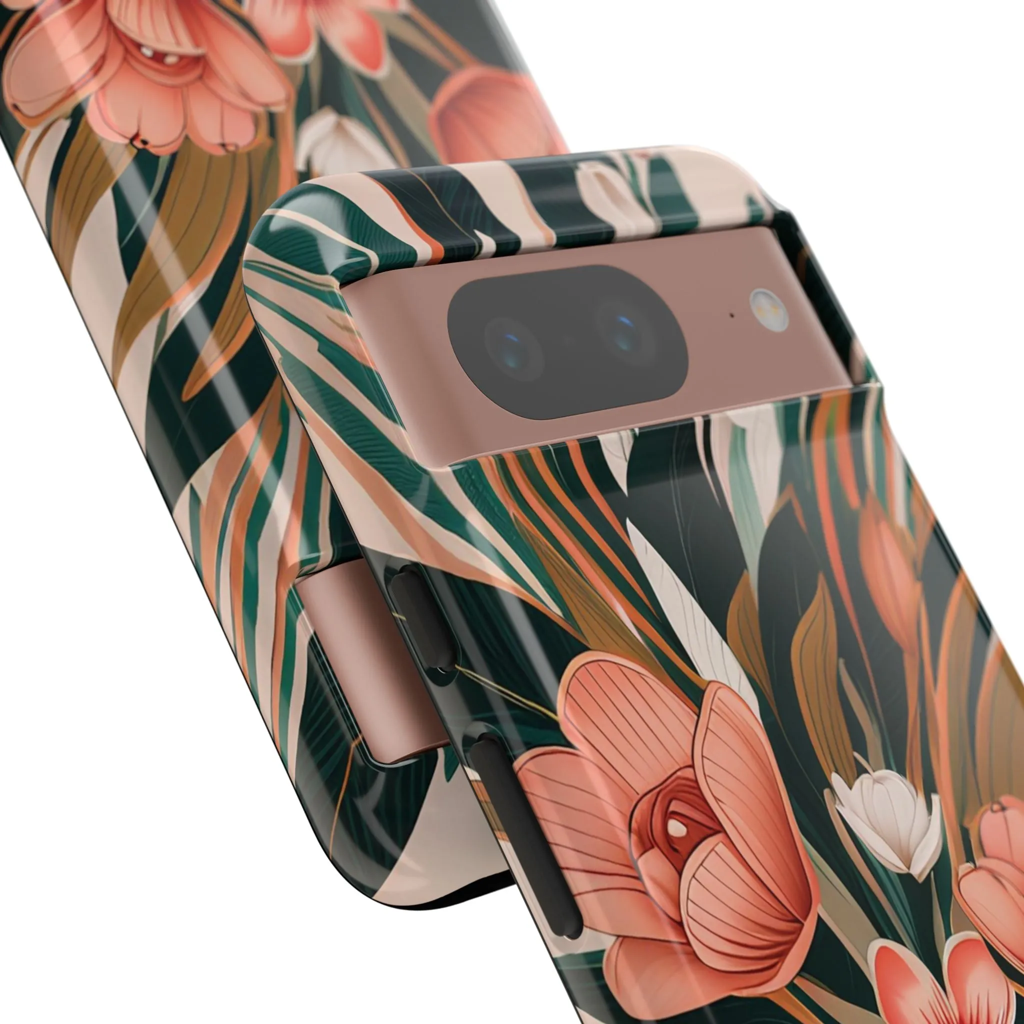 Peach Art Deco Flowers, Cell Phone Case - Apple, Samsung or Google Pixel