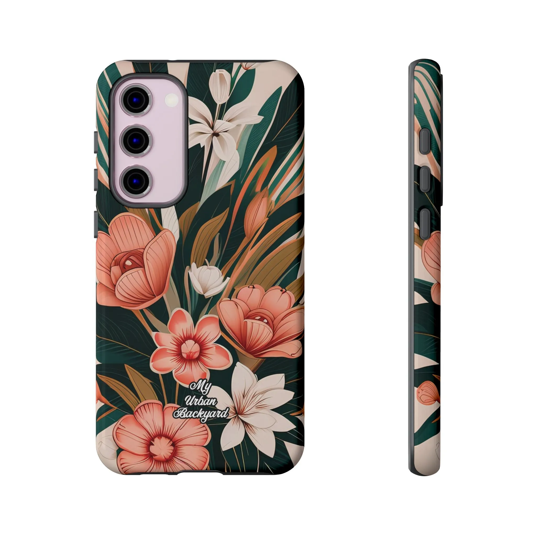 Peach Art Deco Flowers, Cell Phone Case - Apple, Samsung or Google Pixel