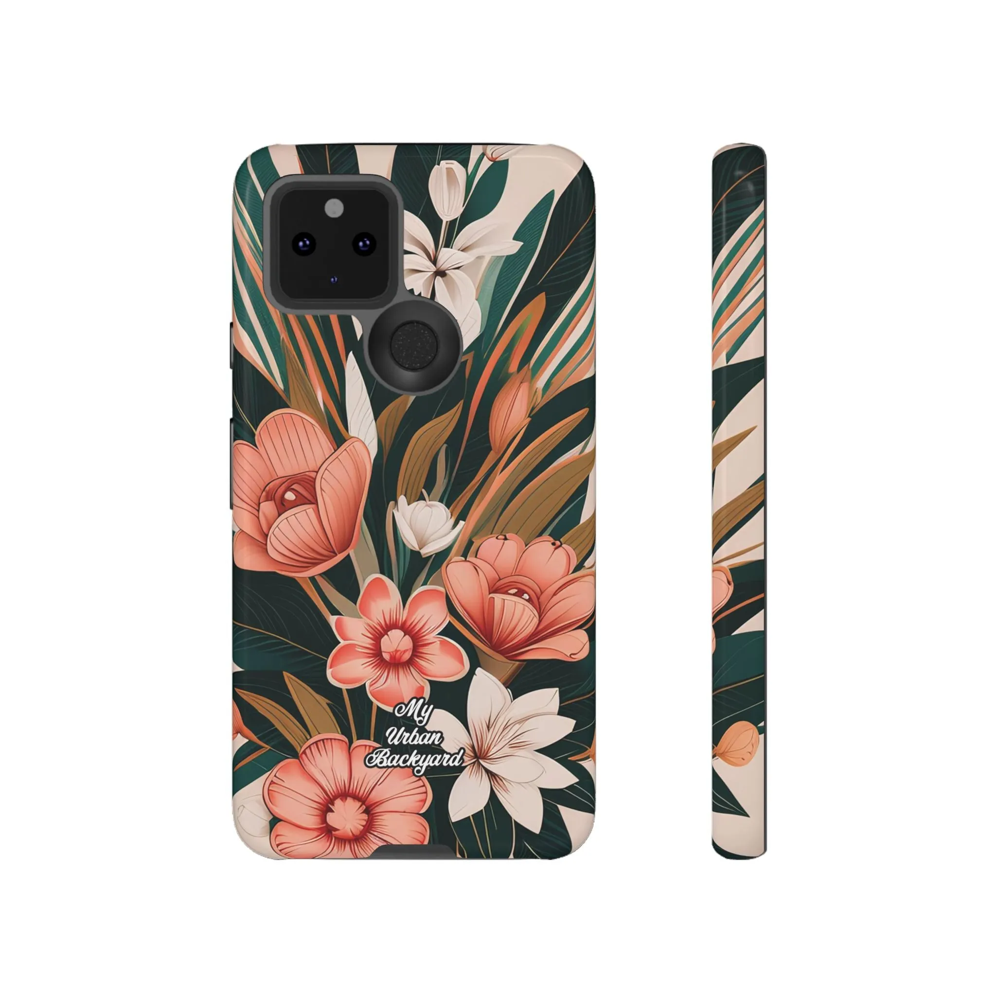 Peach Art Deco Flowers, Cell Phone Case - Apple, Samsung or Google Pixel