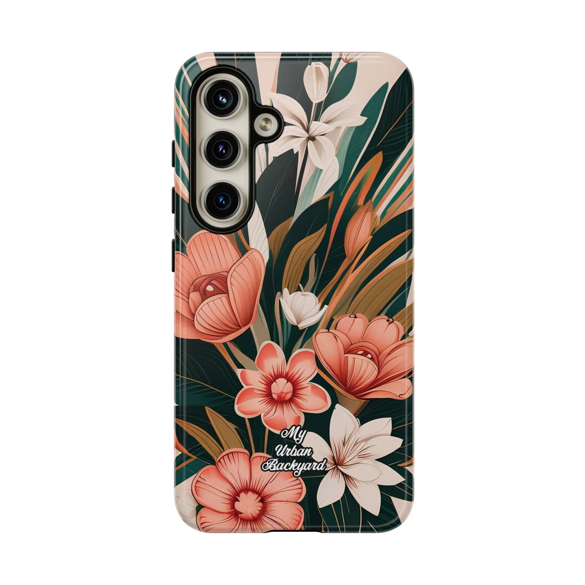 Peach Art Deco Flowers, Cell Phone Case - Apple, Samsung or Google Pixel