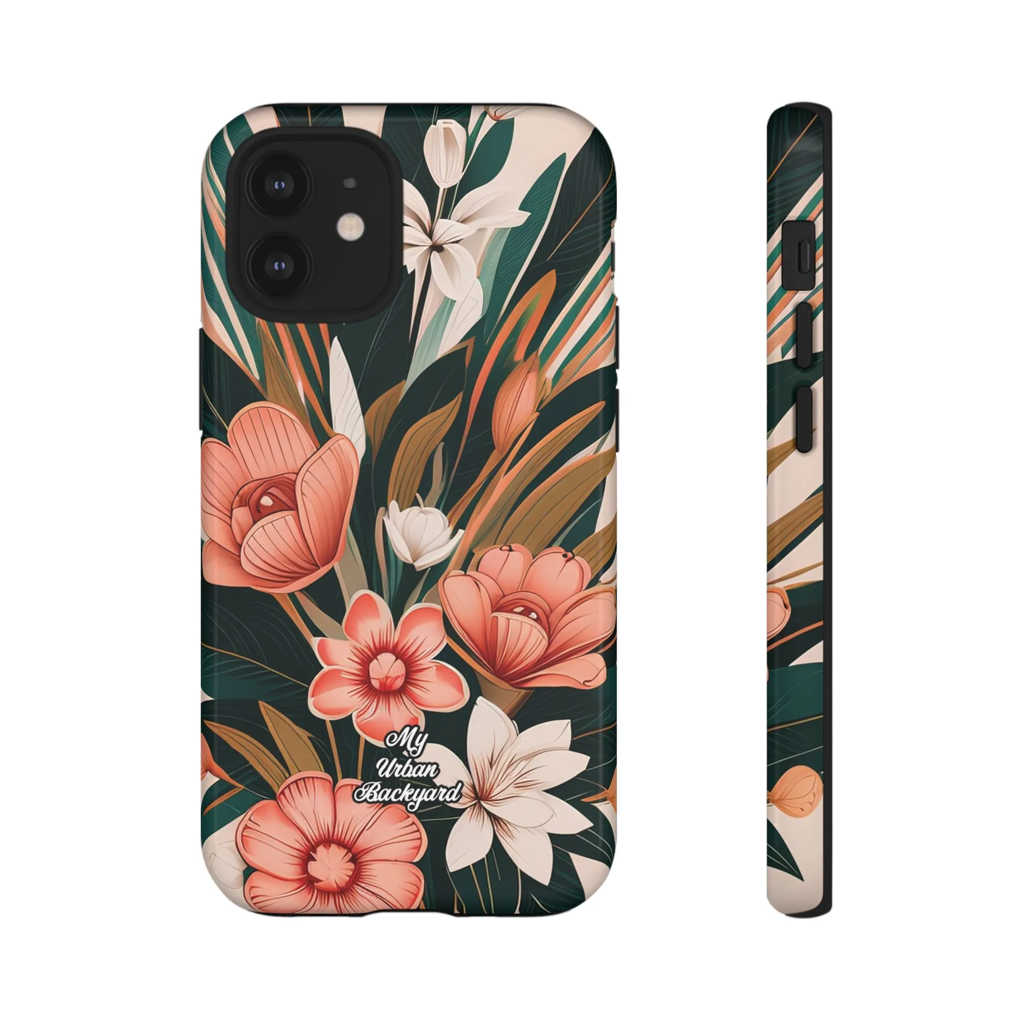 Peach Art Deco Flowers, Cell Phone Case - Apple, Samsung or Google Pixel