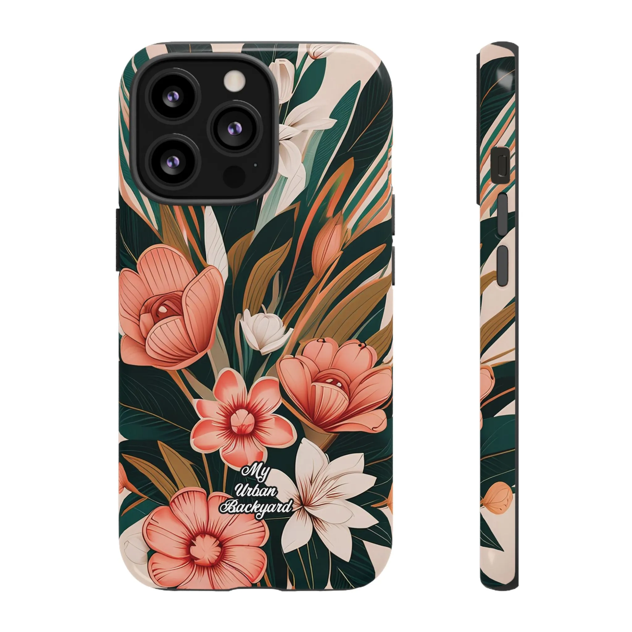 Peach Art Deco Flowers, Cell Phone Case - Apple, Samsung or Google Pixel