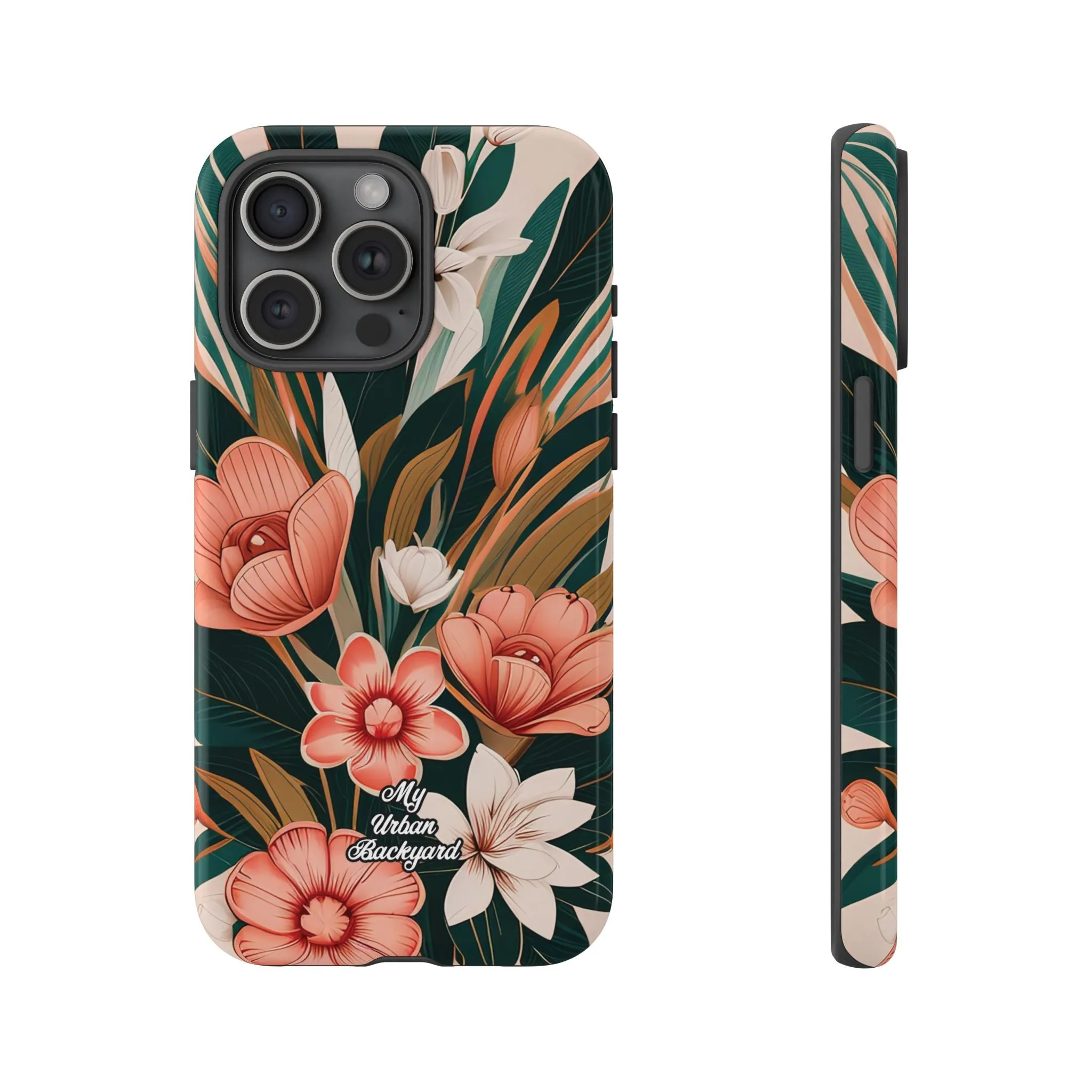 Peach Art Deco Flowers, Cell Phone Case - Apple, Samsung or Google Pixel