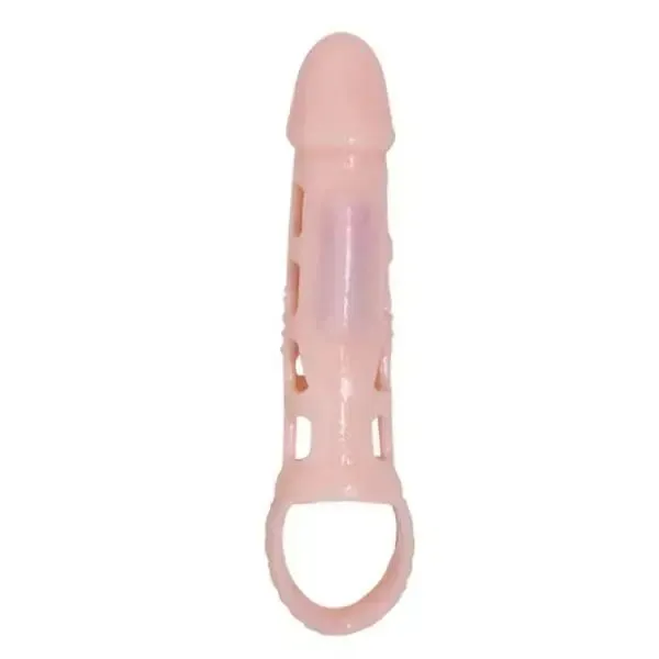 Penis Extender Cover With Vibration And Natural Strap 13.5 Cm - Baile