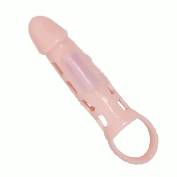 Penis Extender Cover With Vibration And Natural Strap 13.5 Cm - Baile