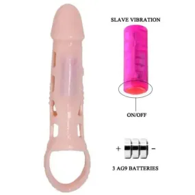 Penis Extender Cover With Vibration And Natural Strap 13.5 Cm - Baile