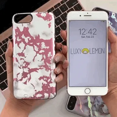 Pink Metallic Marble Battery Power Phone Case