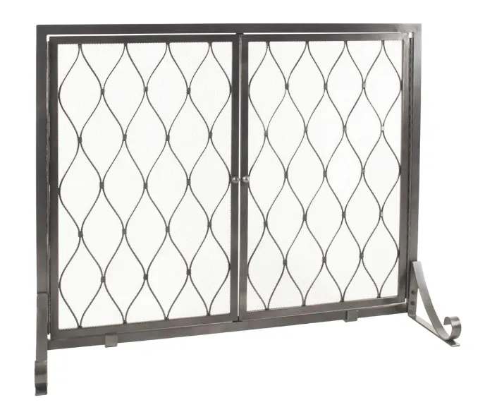 Pleasant Hearth Stonewall Gun Metal Grey Steel Single-Panel 31 by 38 in. Fireplace Screen with Doors New