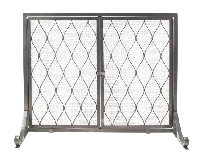 Pleasant Hearth Stonewall Gun Metal Grey Steel Single-Panel 31 by 38 in. Fireplace Screen with Doors New