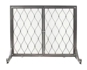 Pleasant Hearth Stonewall Gun Metal Grey Steel Single-Panel 31 by 38 in. Fireplace Screen with Doors New