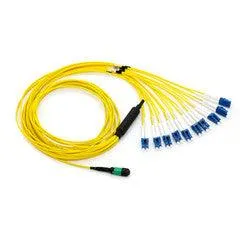 Plenum Fiber Optic Cable, 100 Gigabit Ethernet CFP/CXP 100GBase-SR10 to MTP(MPO)/LC (10 Duplex LC) 24 inch Breakout Cable, OM3, 50/125, 5 meter