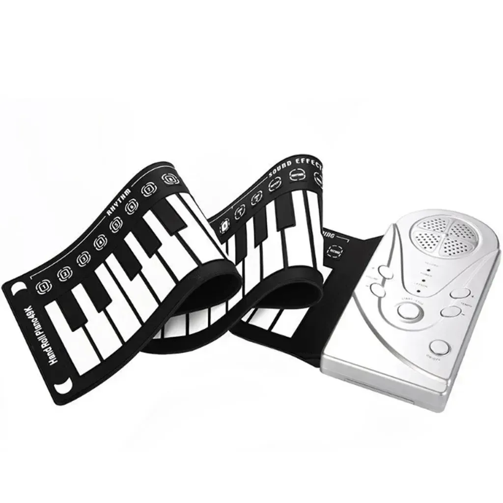 Portable Foldable Roll Up Piano 49 Keys Silicone Soft Keyboard Electronic Organ Hand Roll Piano Electronic Piano Instruments