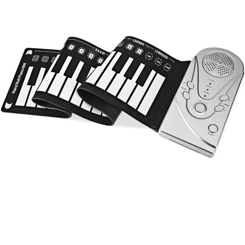 Portable Foldable Roll Up Piano 49 Keys Silicone Soft Keyboard Electronic Organ Hand Roll Piano Electronic Piano Instruments