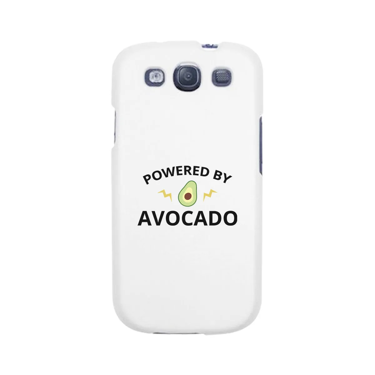 Powered By Avocado White Cute Graphic Phone Case For Food Lovers