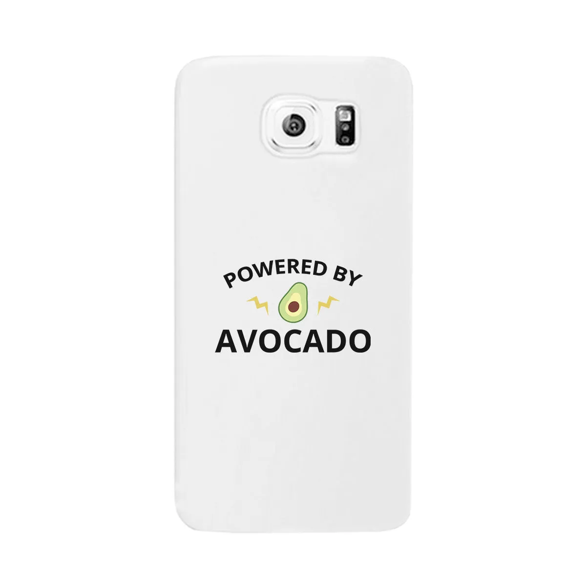 Powered By Avocado White Cute Graphic Phone Case For Food Lovers