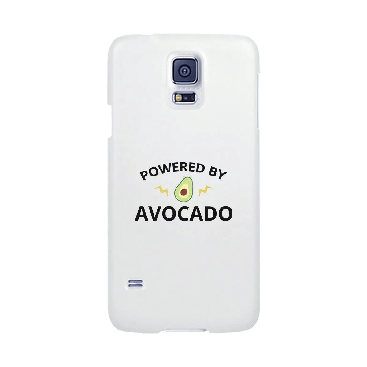 Powered By Avocado White Cute Graphic Phone Case For Food Lovers