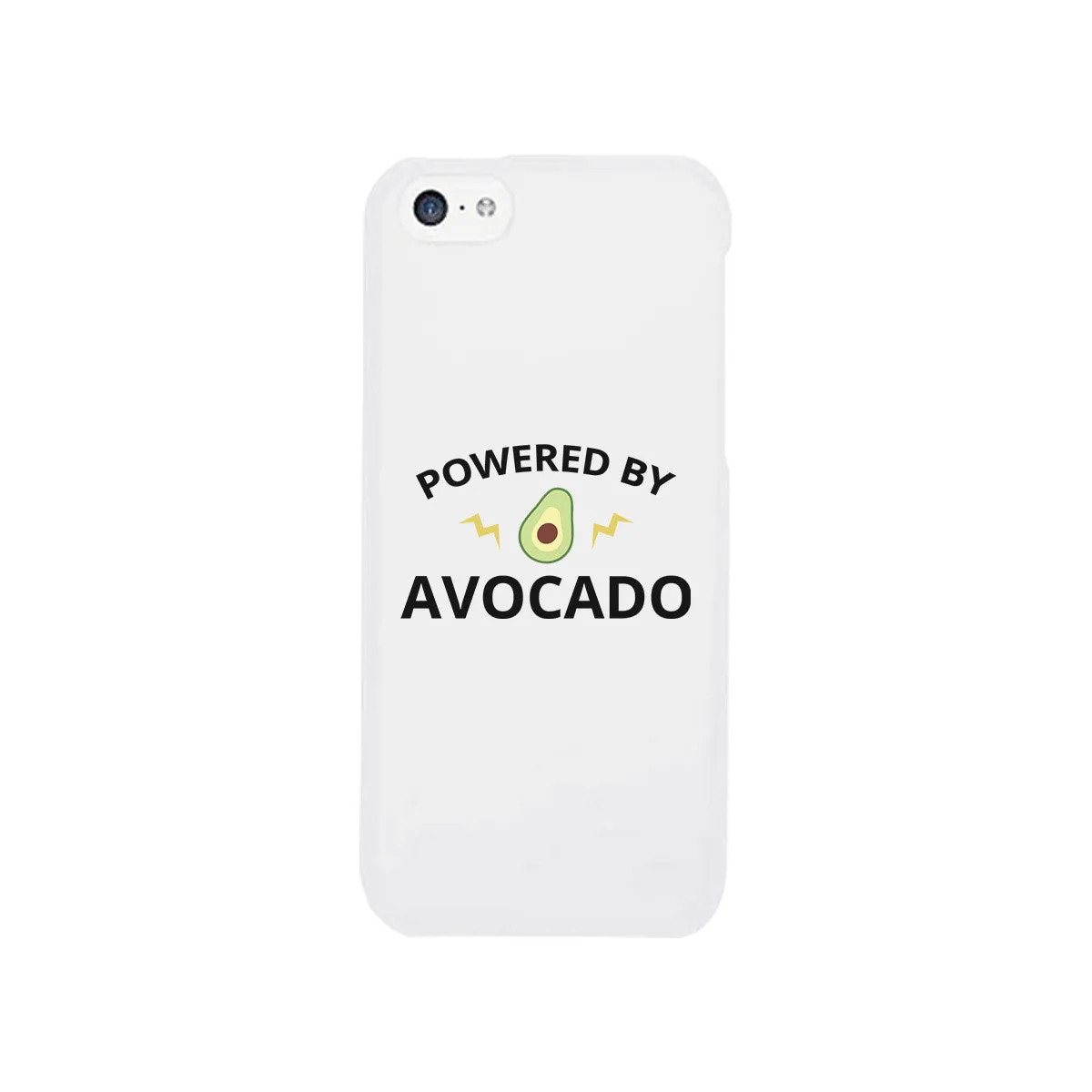 Powered By Avocado White Cute Graphic Phone Case For Food Lovers