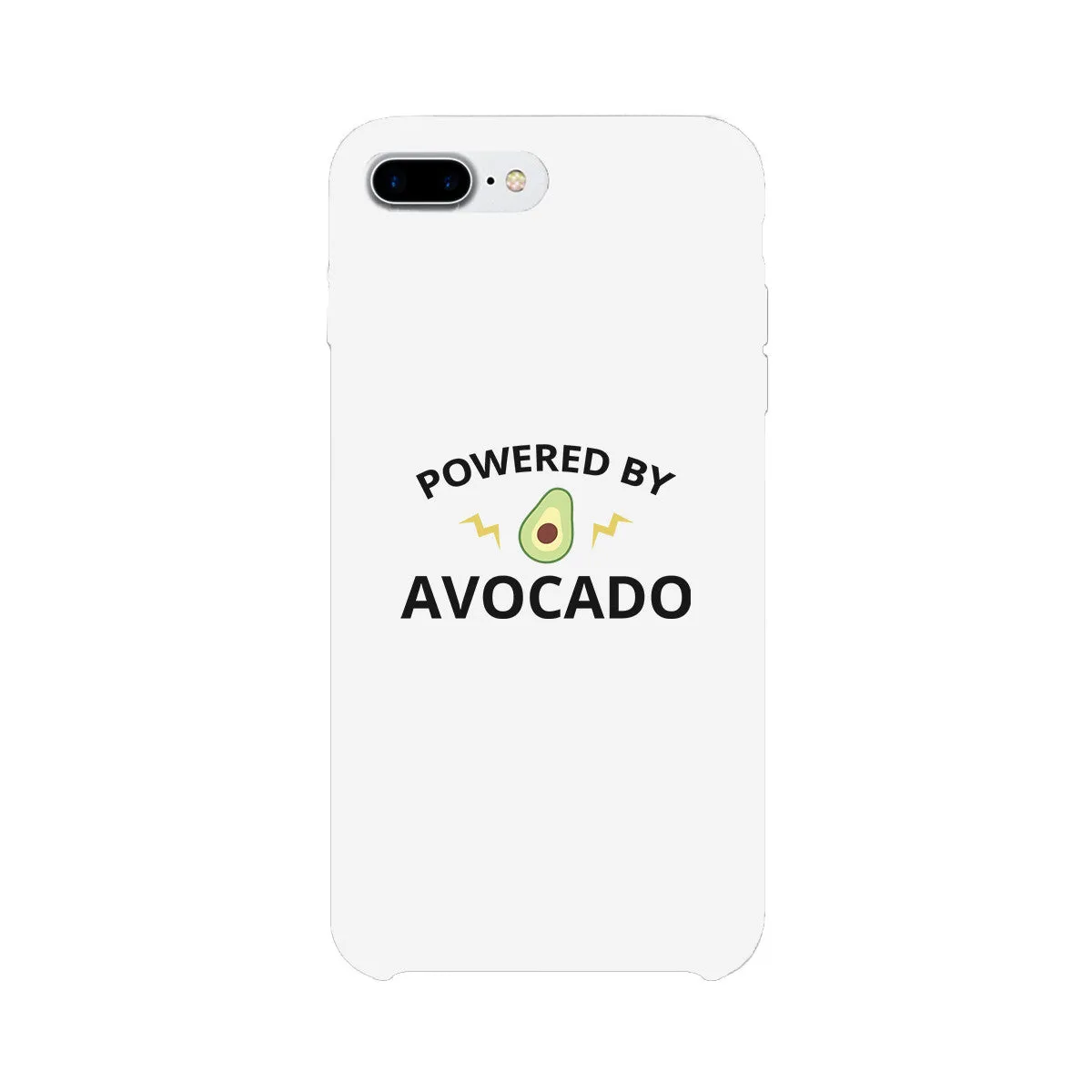 Powered By Avocado White Cute Graphic Phone Case For Food Lovers