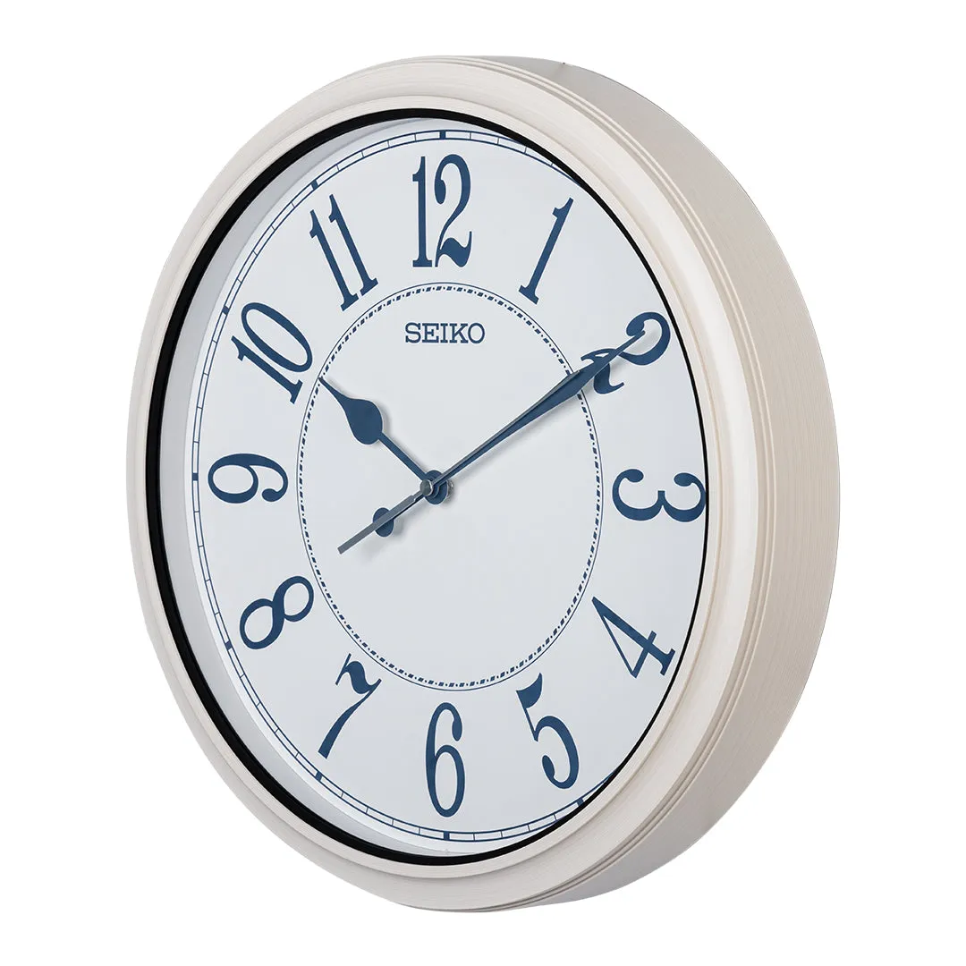 QXA801W White Clock with Blue Markers