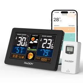 Raddy N75 Wi-Fi Weather Station | APP Control | 7.5" LCD Screen | Network Time | Weather Forecast | Frost Alert | Adjustable Brightness