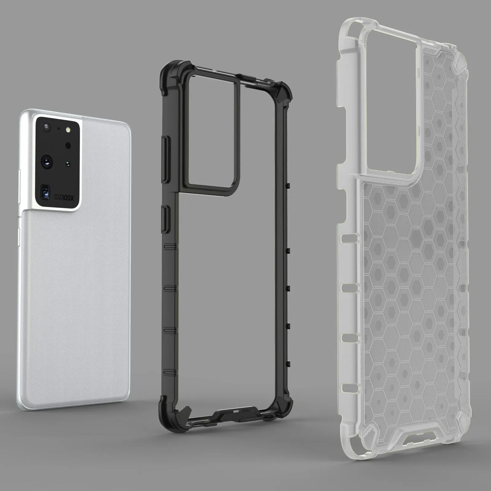 Samsung S21, S21 , S21 Ultra Honeycomb Defensive Case - Translucent