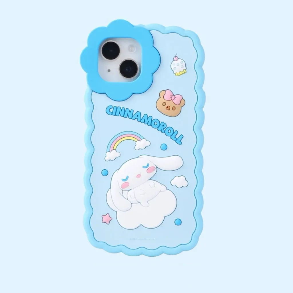 Sanrio Silicone Flower Line Phone Case | Hello Kitty My Melody Kuromi Cinnamoroll Hangyodon - iPhone Case iPhone 12 13 14 15 Pro Promax