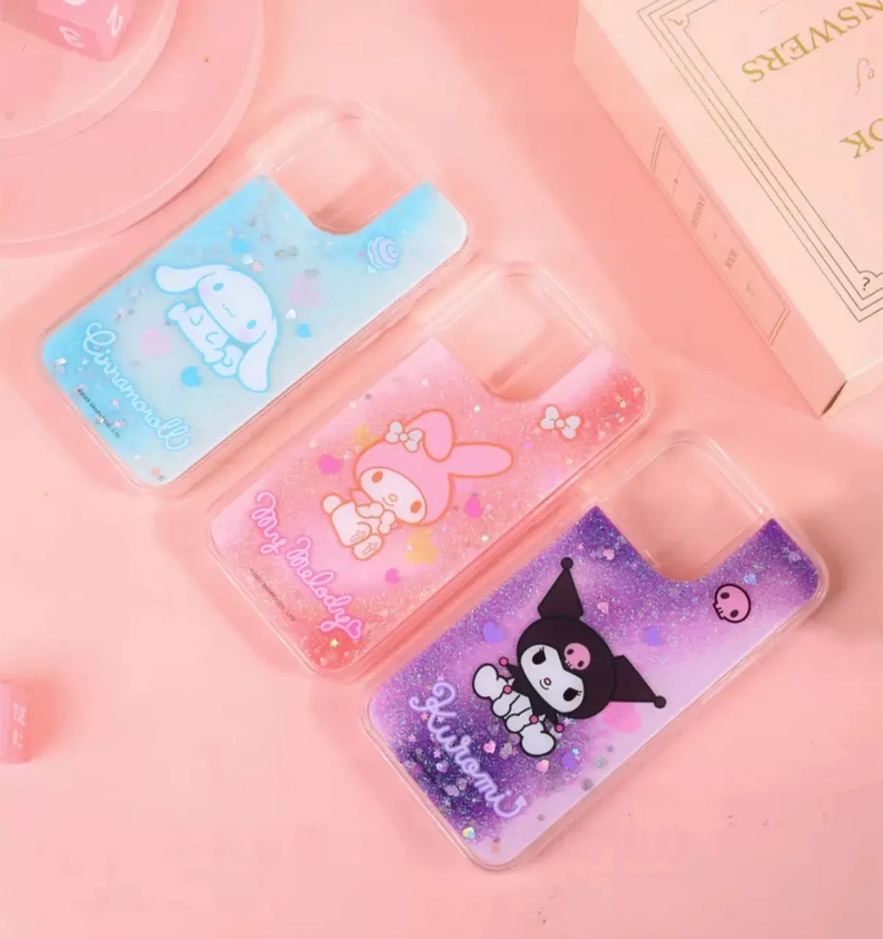 Sanrio Silicone Glitter Quicksand Phone Case | My Melody Kuromi Cinnamoroll - iPhone Case 13 14 Pro Promax