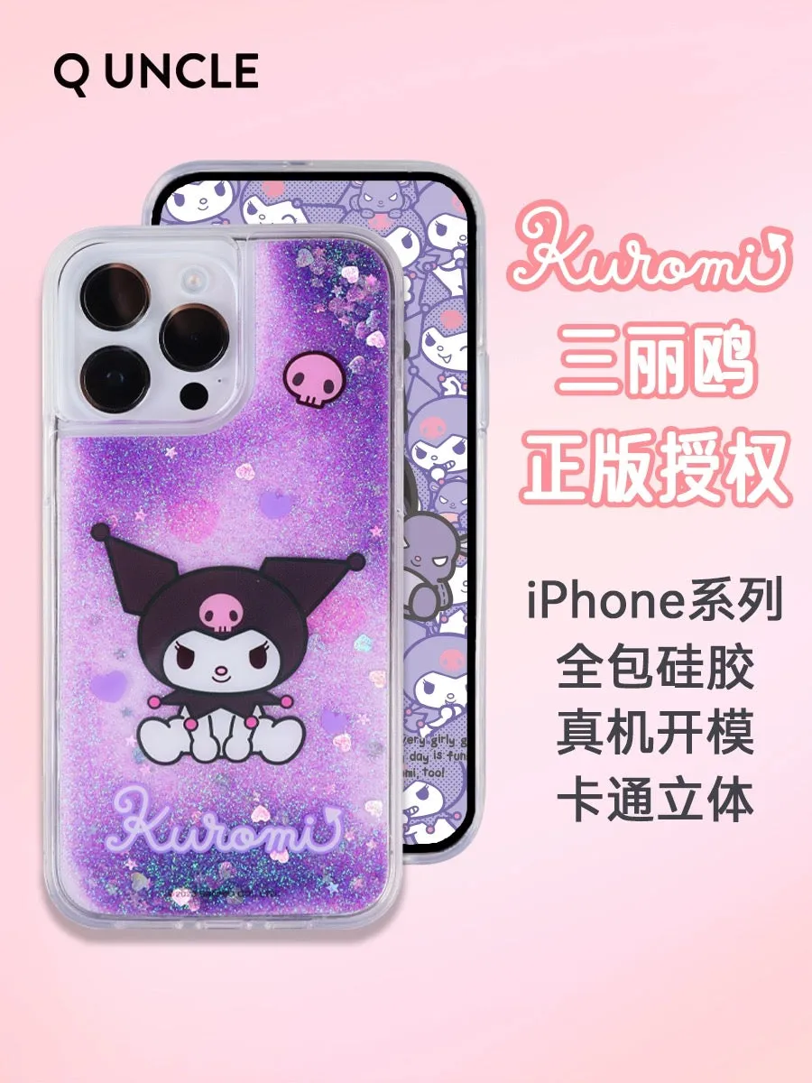 Sanrio Silicone Glitter Quicksand Phone Case | My Melody Kuromi Cinnamoroll - iPhone Case 13 14 Pro Promax