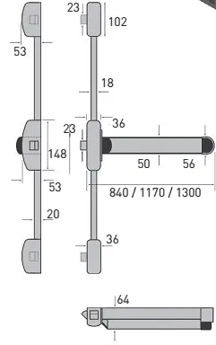 SD-PHTM7-20 STRAND Motorised Three Point Touch Bar Latch, Silver