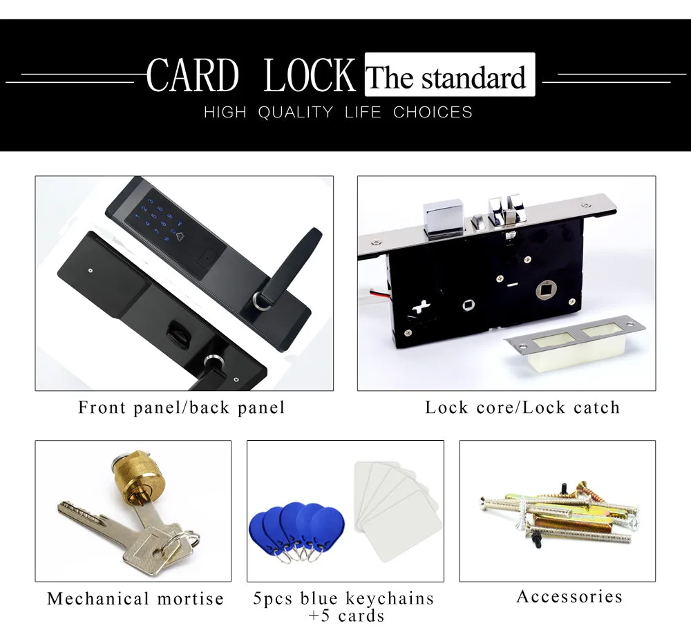 Security Electronic Digtial Lock, Keyless digital Safe Lock Door Smart Card Keypad Password Pin Code Door Lock for Smart Home