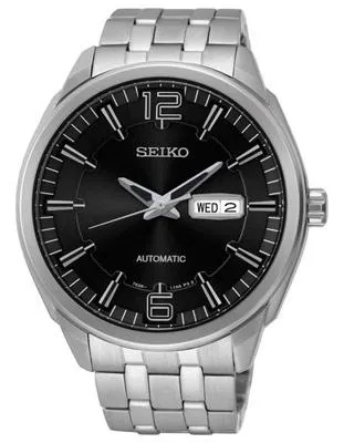 Seiko Mens Recraft Automatic Watch - Black Dial - Stainless Steel Case - 50M