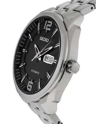 Seiko Mens Recraft Automatic Watch - Black Dial - Stainless Steel Case - 50M