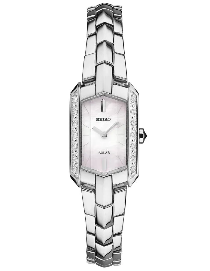 Seiko Solar Ladies 14 Diamond Tressia Dress Watch - Mother of Pearl - Bracelet