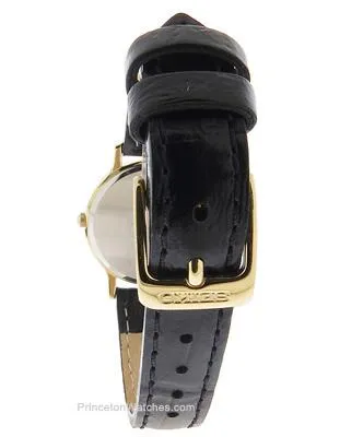 Seiko Womens Solar Leather Strap Watch - Gold-Tone - White Dial