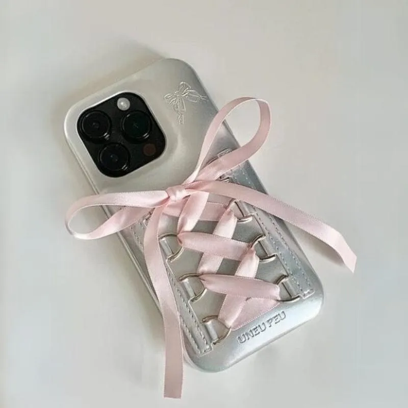 Silver Leather Dance Theatrical Ribbon iPhone Case