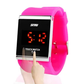 Skmei Trendy Colorful LED Touch Digital Watch Men Watch Women Watch Casual Sport Rectangle Shape Dial Rubber Band Watch