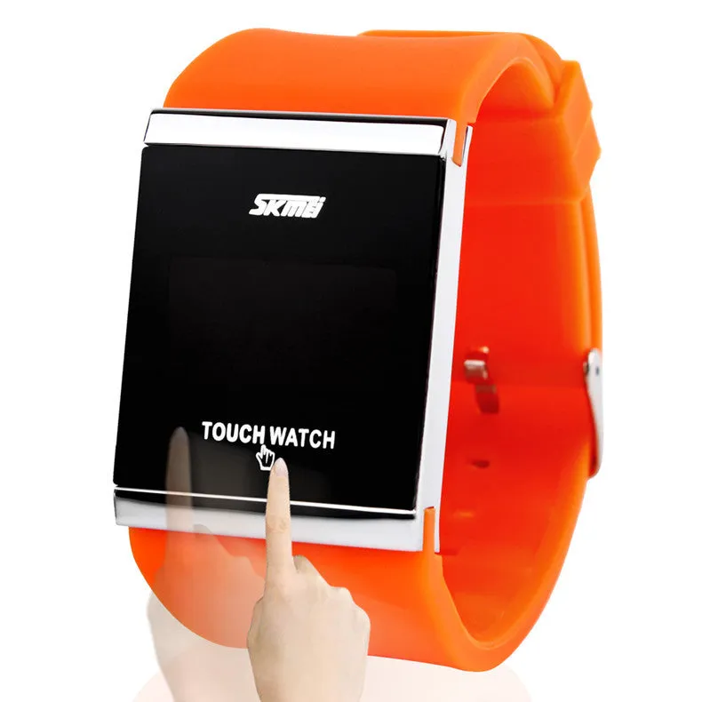 Skmei Trendy Colorful LED Touch Digital Watch Men Watch Women Watch Casual Sport Rectangle Shape Dial Rubber Band Watch