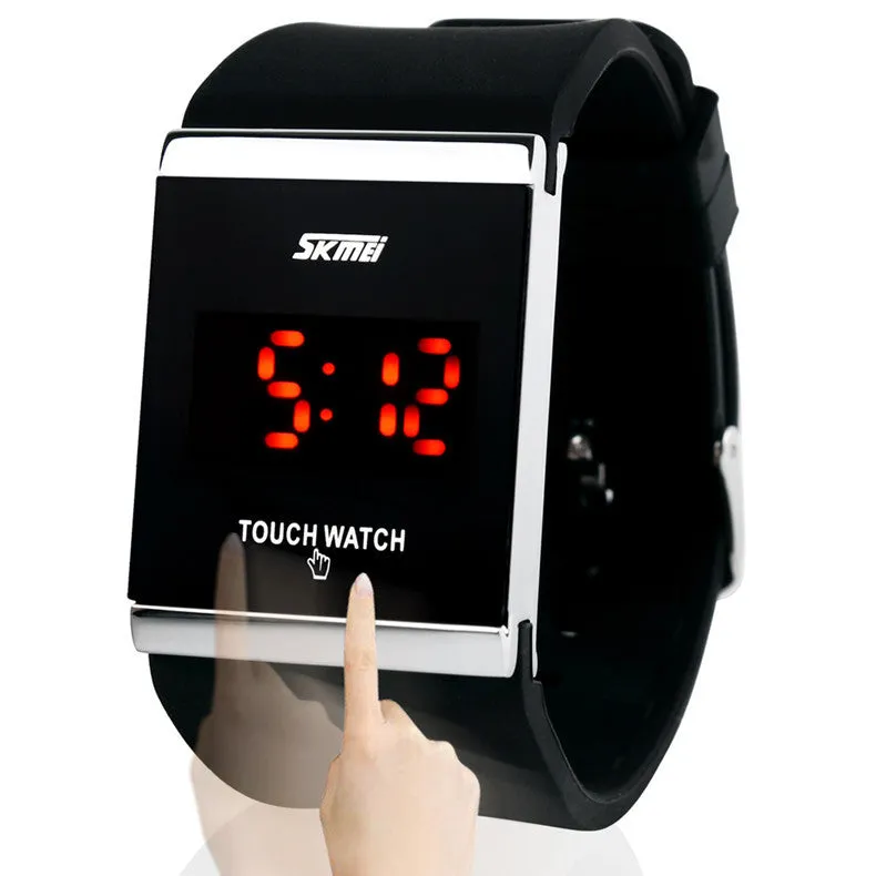 Skmei Trendy Colorful LED Touch Digital Watch Men Watch Women Watch Casual Sport Rectangle Shape Dial Rubber Band Watch