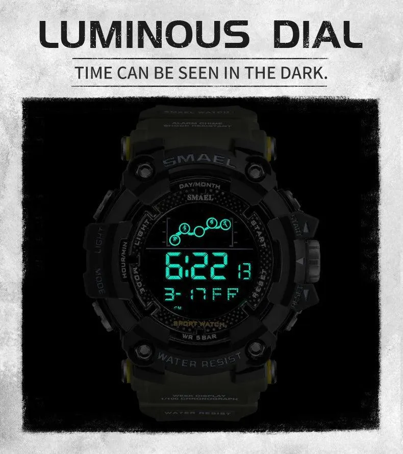 SMAEL Army LED Sports Watch: Military Style Digital Timepiece for Active Men