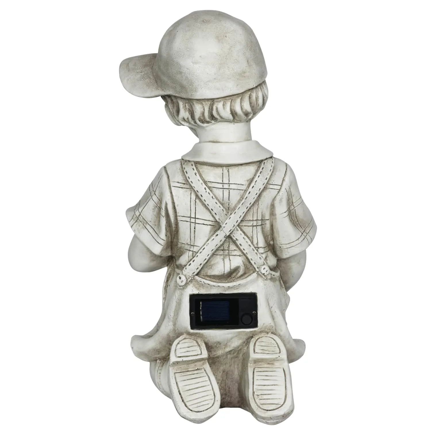 Solar Boy with Flower Pot Garden Statuary, 15 Inch